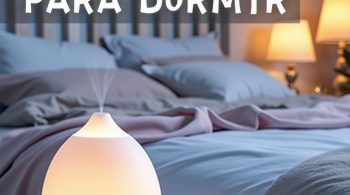 magem de um quarto aconchegante com iluminação suave, cortinas blackout e um difusor de aromas, criando um ambiente ideal para dormir melhor.
